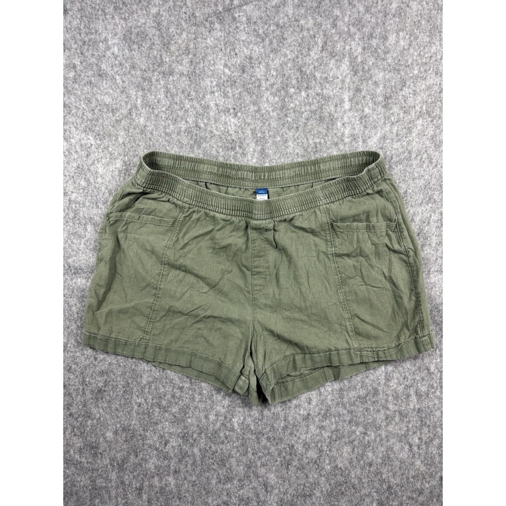 Old Navy Women's Olive Green Linen Blend High Rise Lounge Shorts Size XL